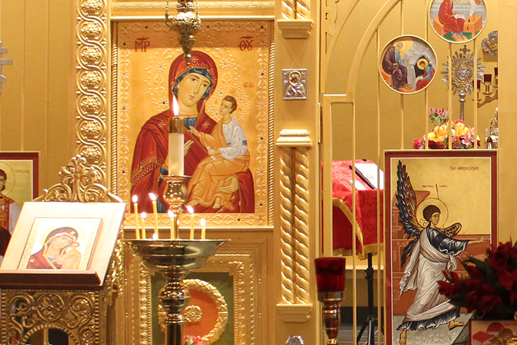 Icon of Mary in Woodstock, GA at Saint Elizabeth Orthodox Church.